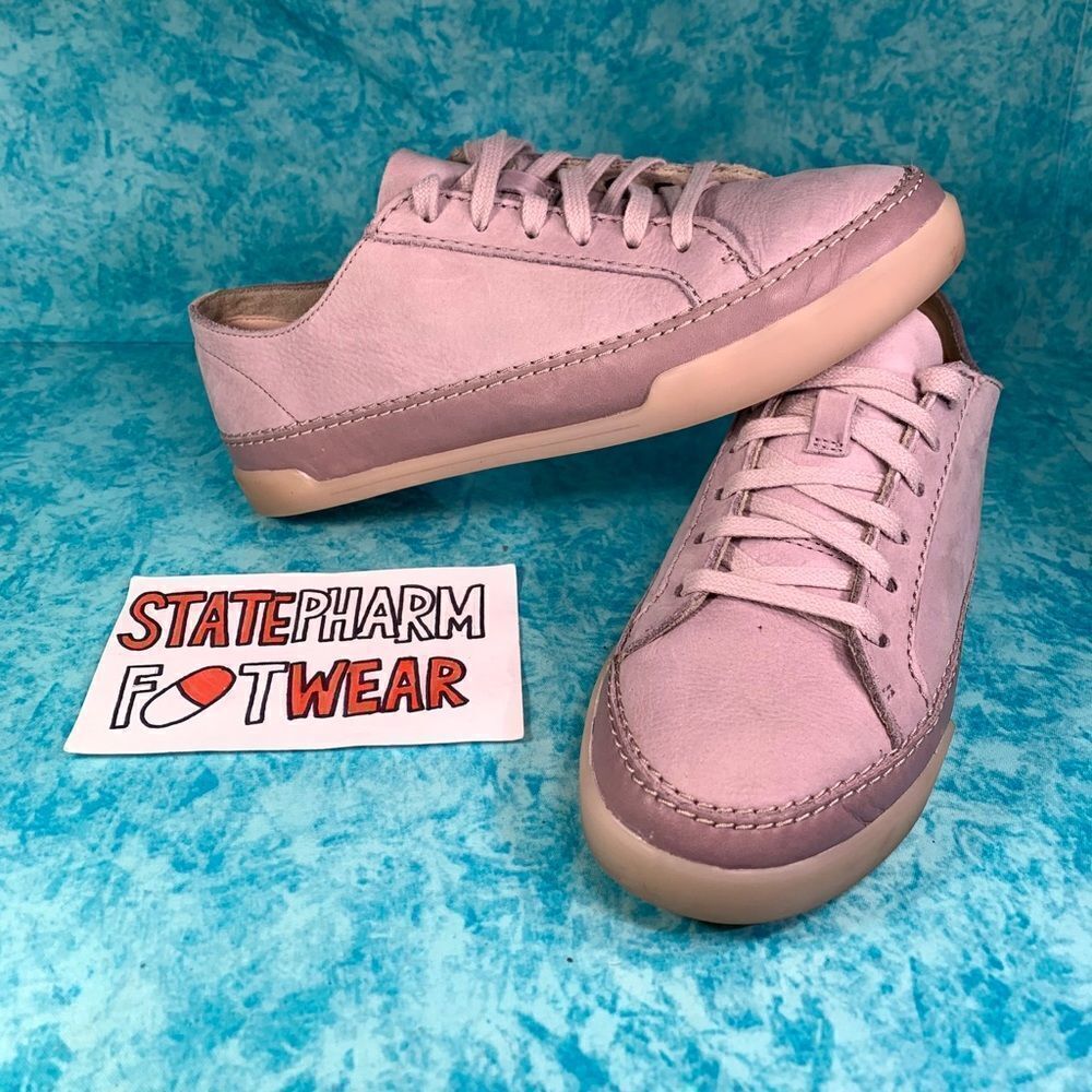 Clarks Hidi Holly Sneakers Women’s Purple Leather Suede Shoes